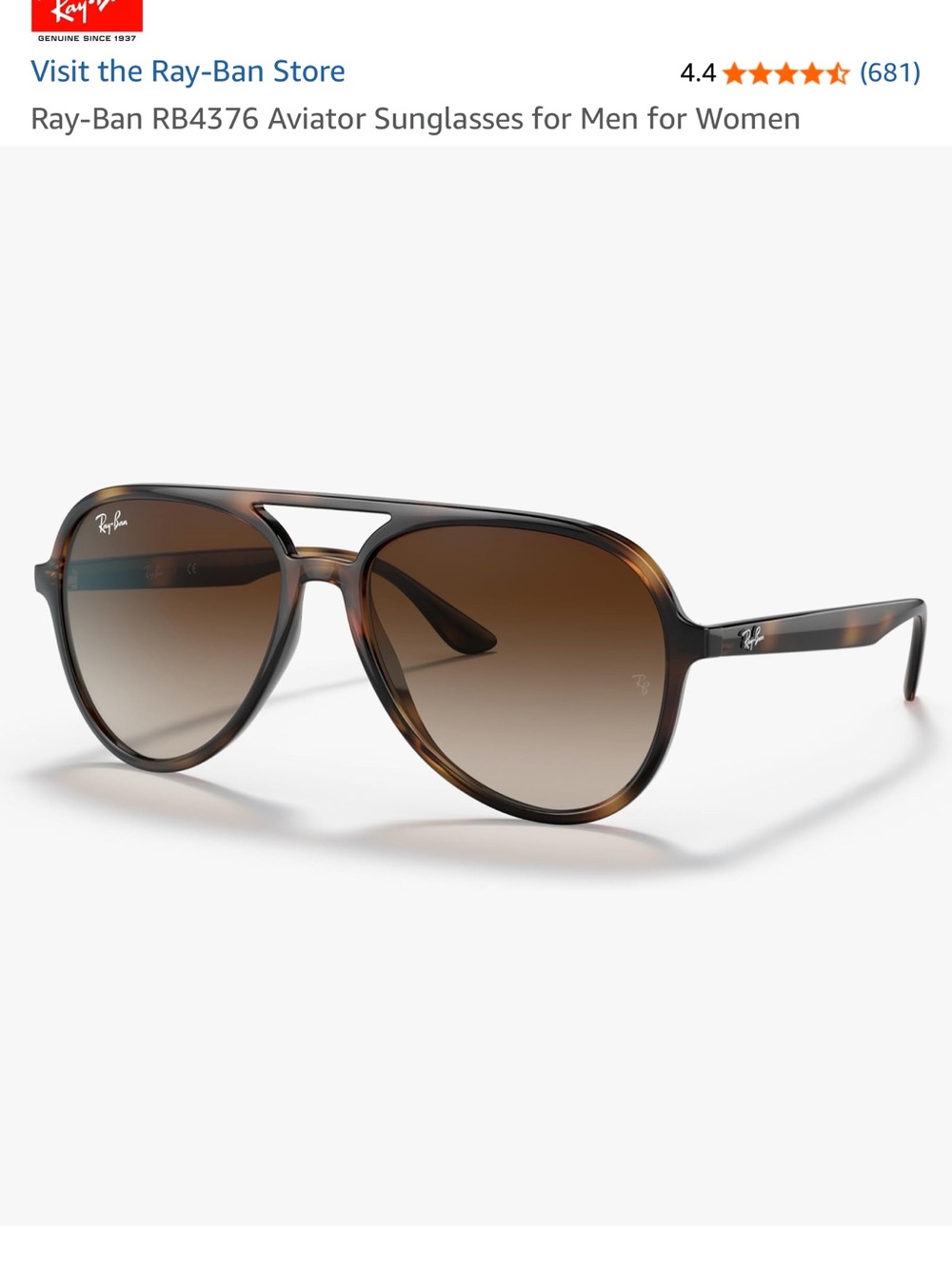 Ray-Ban Brown Tortoiseshell Aviator Sunglasses